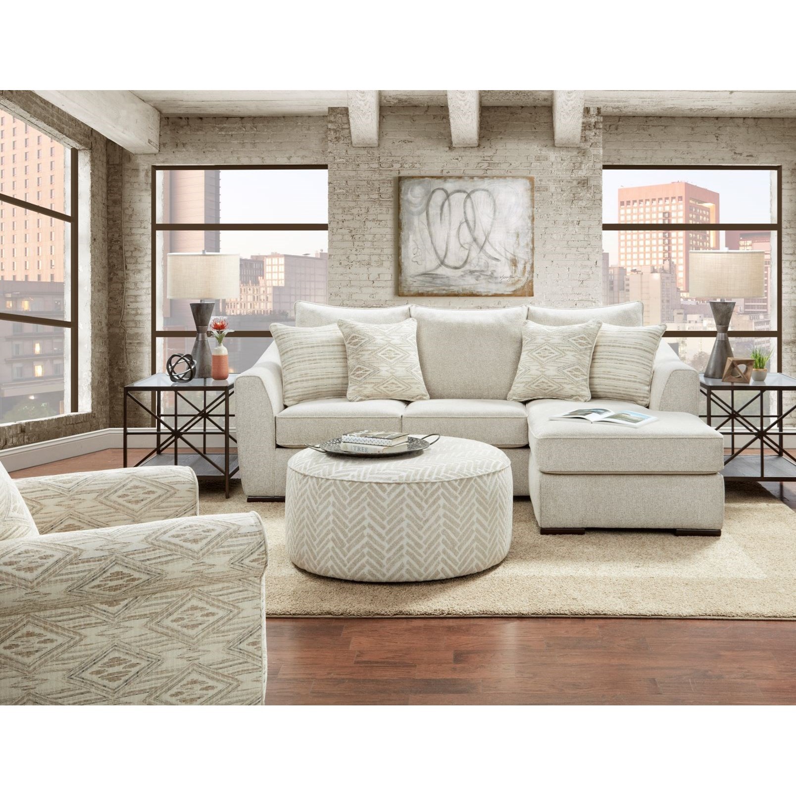 Vibrant vision oatmeal chaise store sofa